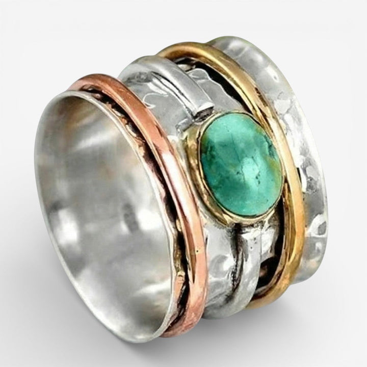 Coco - Bague Vintage Or &amp; Argent Turquoise