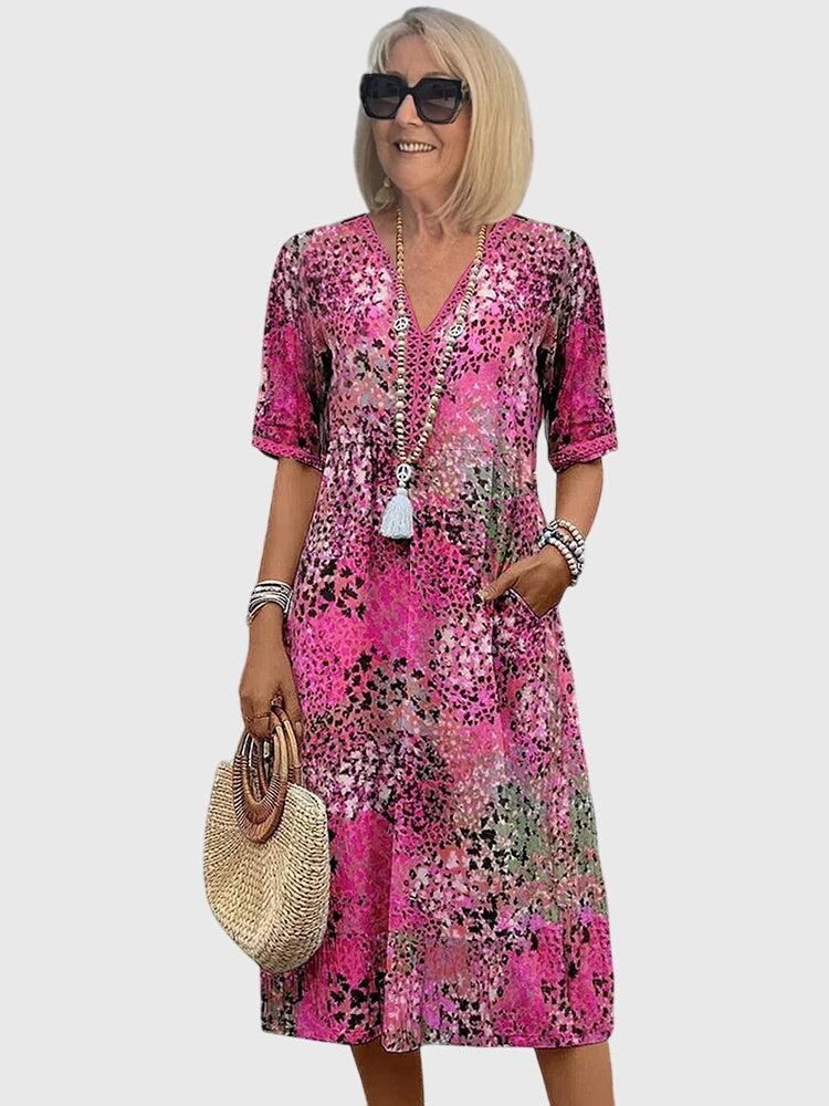 Yvonna | Robe Midi Fleurie Élégante