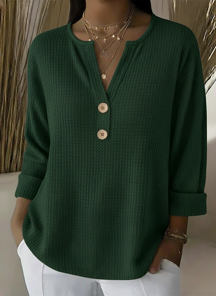 Lucía | T-shirt Henley texturé avec boutons