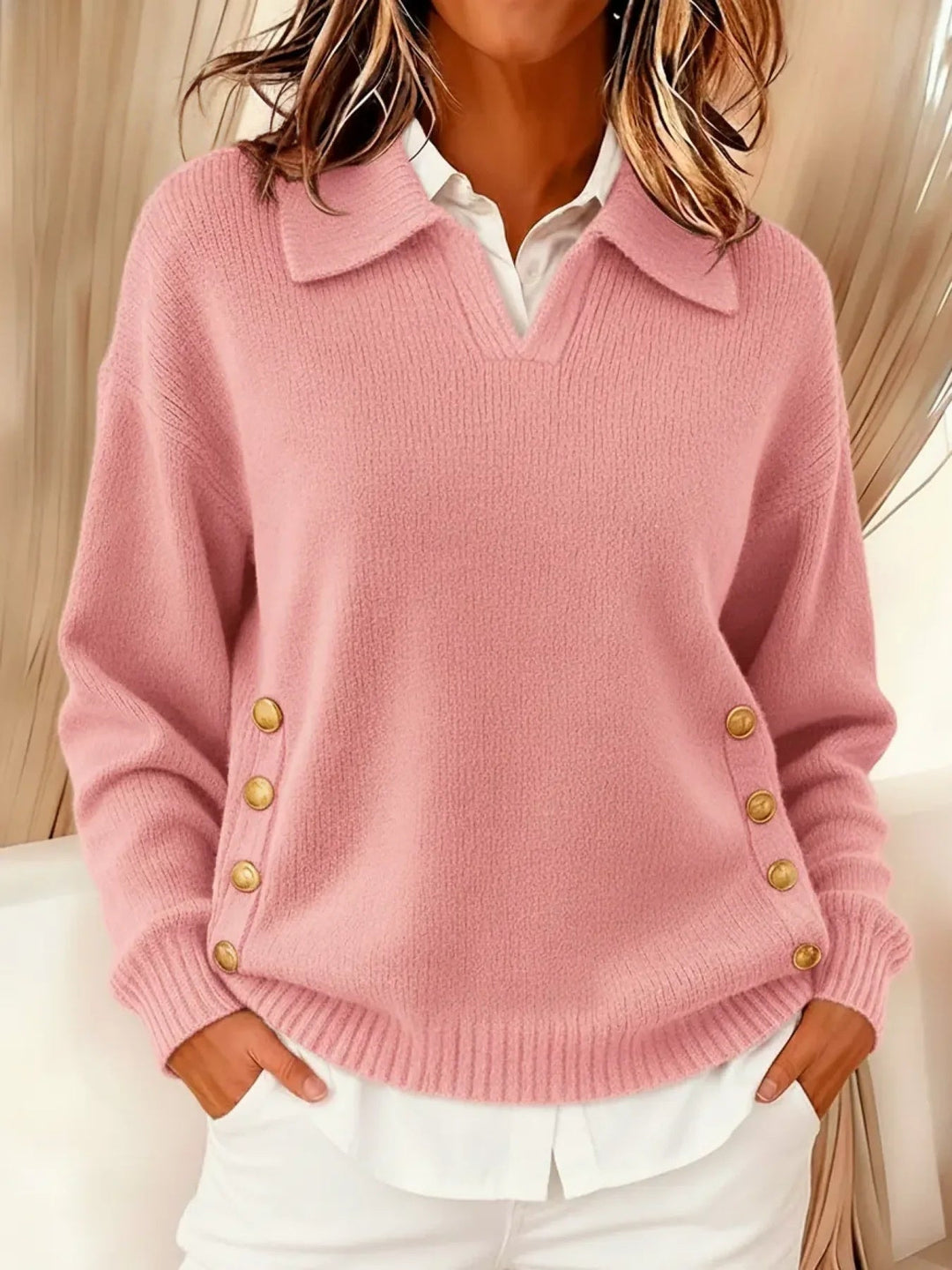 Vicenta | Pull avec Col Col Polo et Boutons