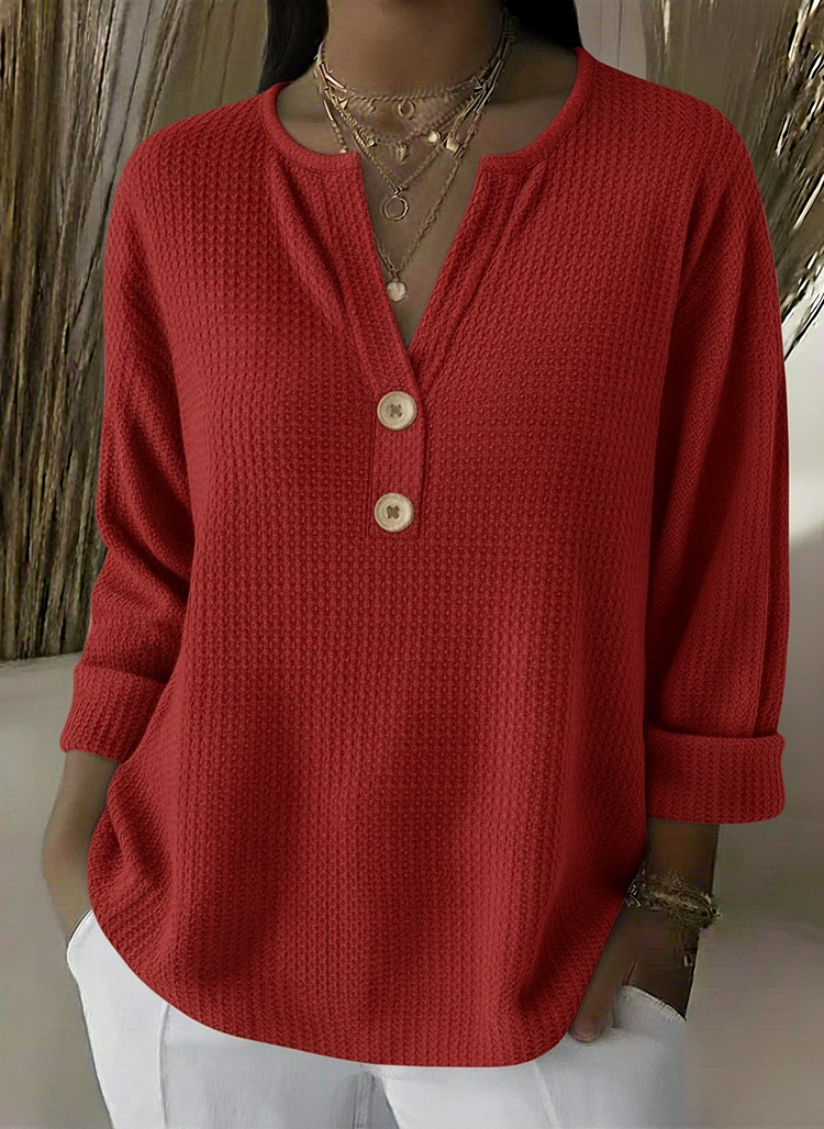 Lucía | T-shirt Henley texturé avec boutons
