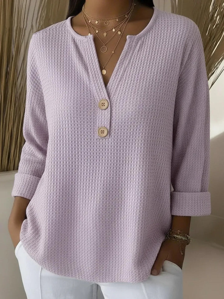 Lucía | T-shirt Henley texturé avec boutons