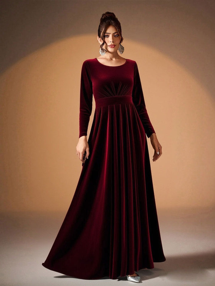 Béatrice | Robe Maxi en Velours à Manches Longues