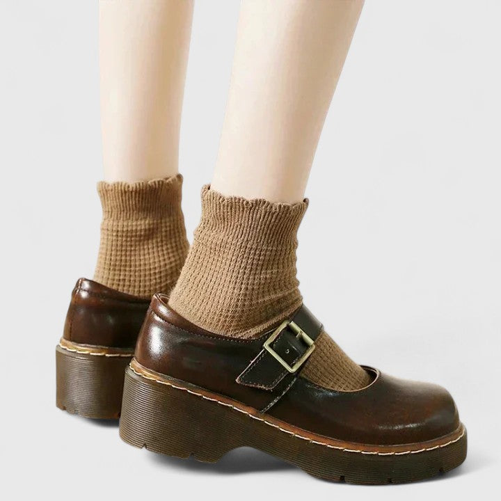 Delphine | Babies Plateforme Cuir Aveline