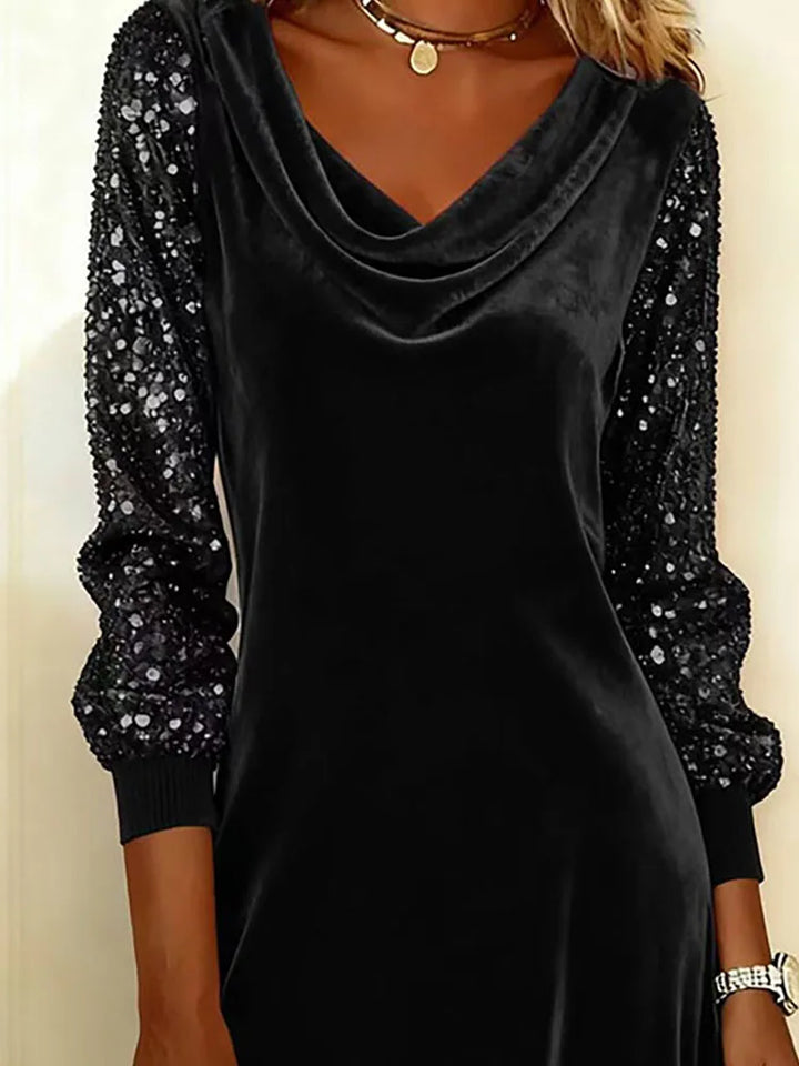Sophie | Robe à Manches en Velours Étincelant