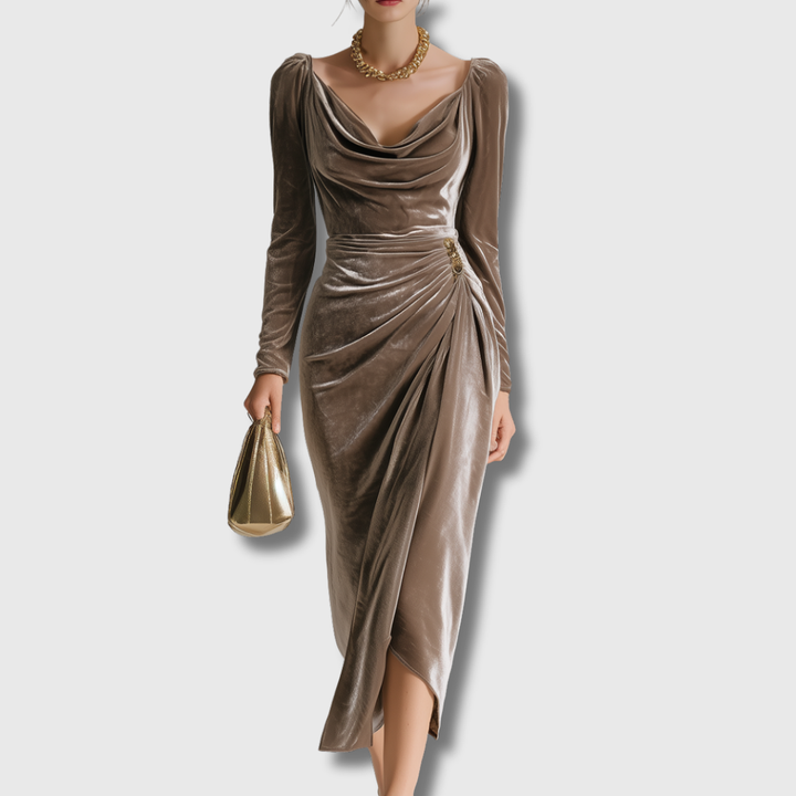 Sandra | Robe Midi en Velours Élégante