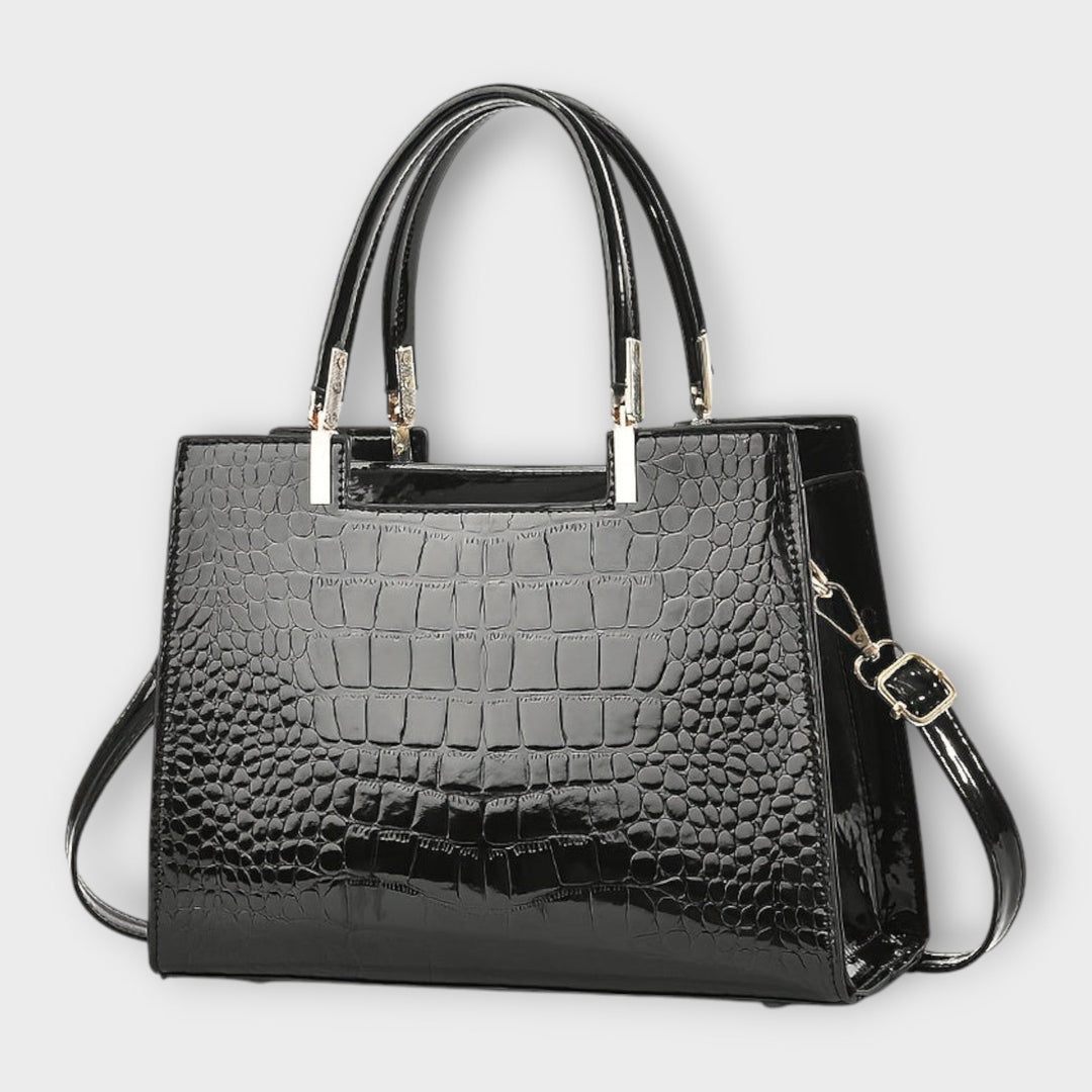 Emilie | Sac à main en cuir crocodile brillant