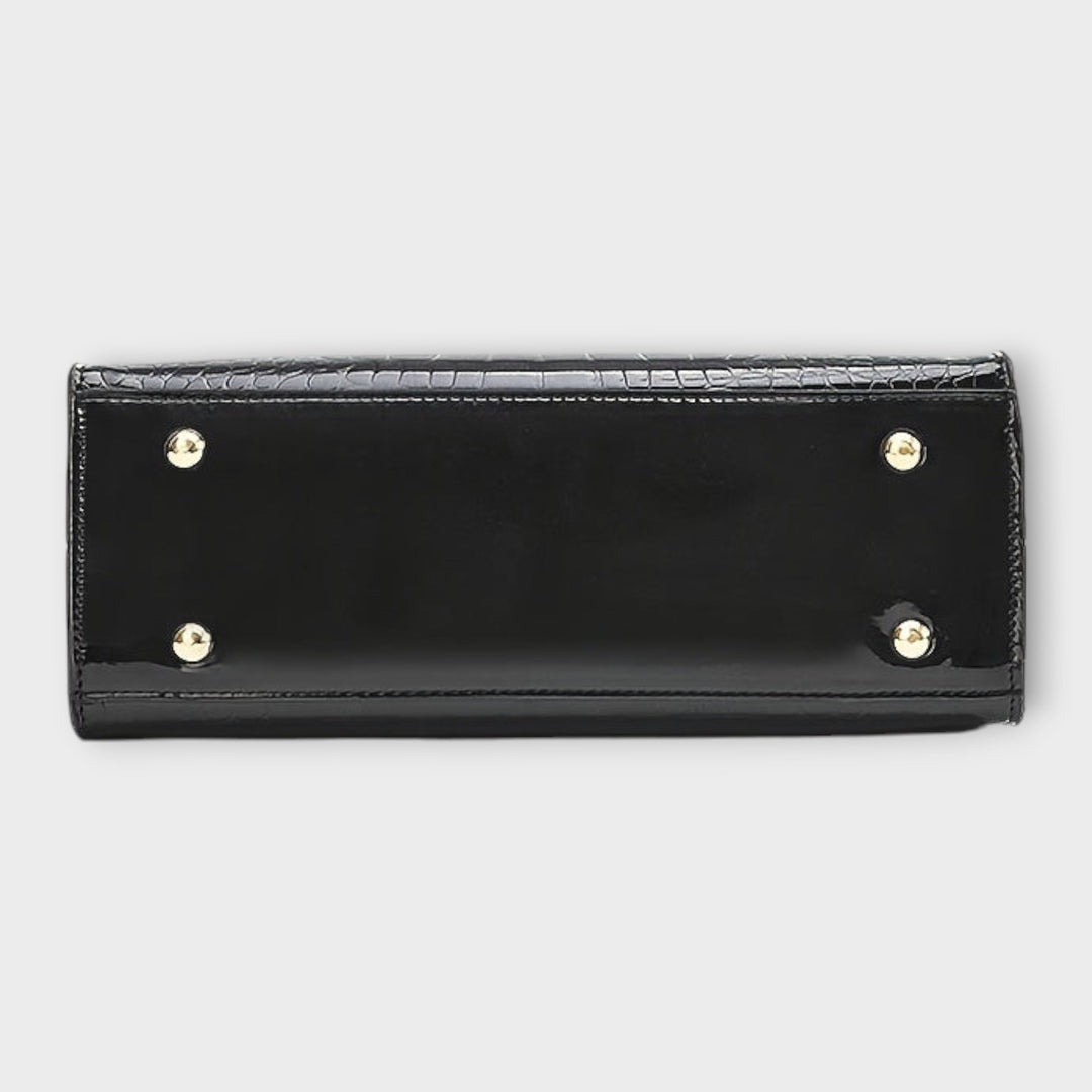 Emilie | Sac à main en cuir crocodile brillant