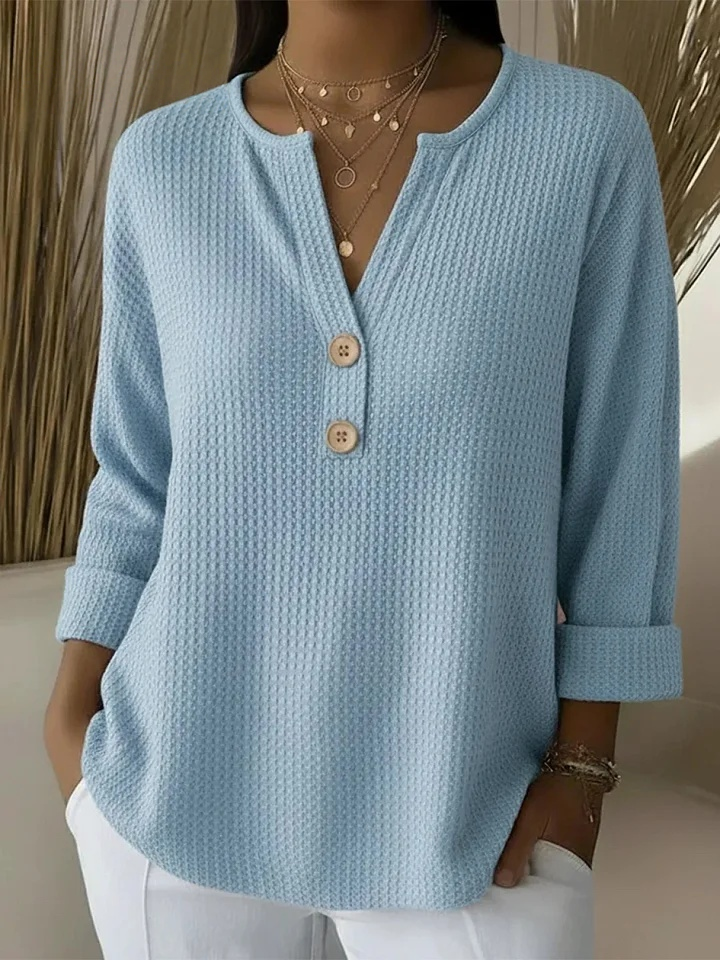 Lucía | T-shirt Henley texturé avec boutons